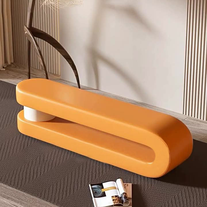 Modern Minimalist Rectangular Nappa Leather Solid Wood Multi-layer Board Sponge Low Stool For Dining Room