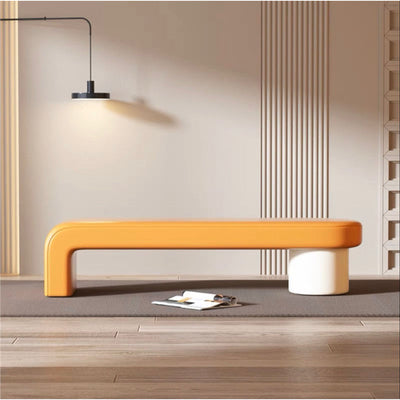 Modern Minimalist Rectangular Nappa Leather Solid Wood Multi-layer Board Sponge Low Stool For Dining Room
