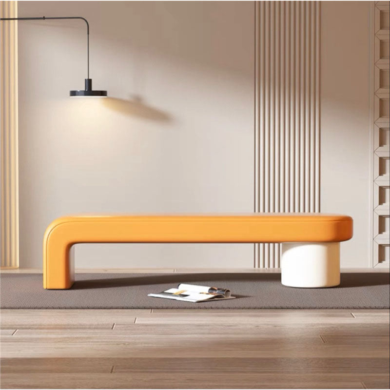 Modern Minimalist Rectangular Nappa Leather Solid Wood Multi-layer Board Sponge Low Stool For Dining Room