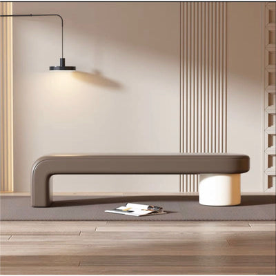 Modern Minimalist Rectangular Nappa Leather Solid Wood Multi-layer Board Sponge Low Stool For Dining Room