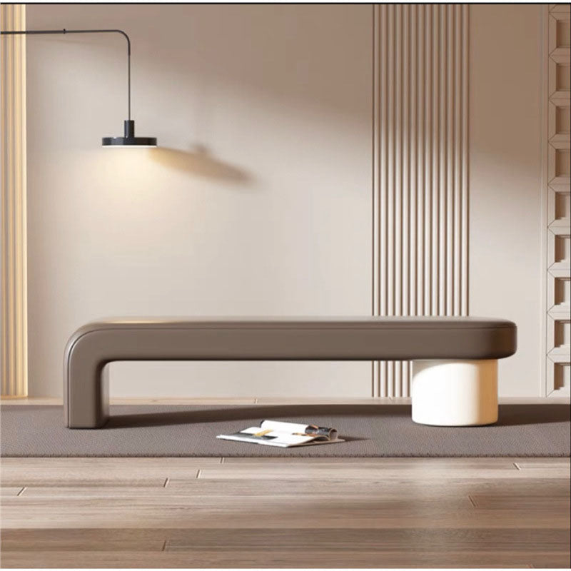 Modern Minimalist Rectangular Nappa Leather Solid Wood Multi-layer Board Sponge Low Stool For Dining Room