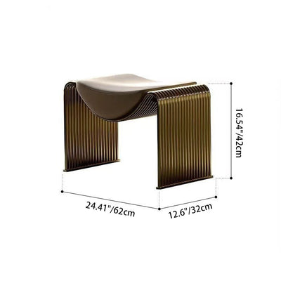 Modern Minimalist Rectangular PU Leather Sponge Cushion Iron Vanity Stool For Bedroom