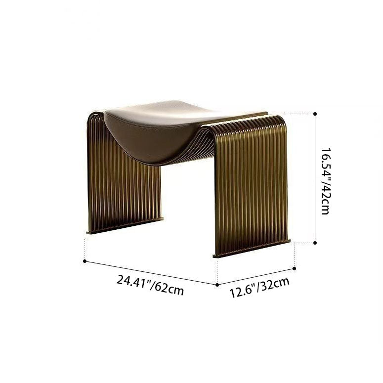 Modern Minimalist Rectangular PU Leather Sponge Cushion Iron Vanity Stool For Bedroom
