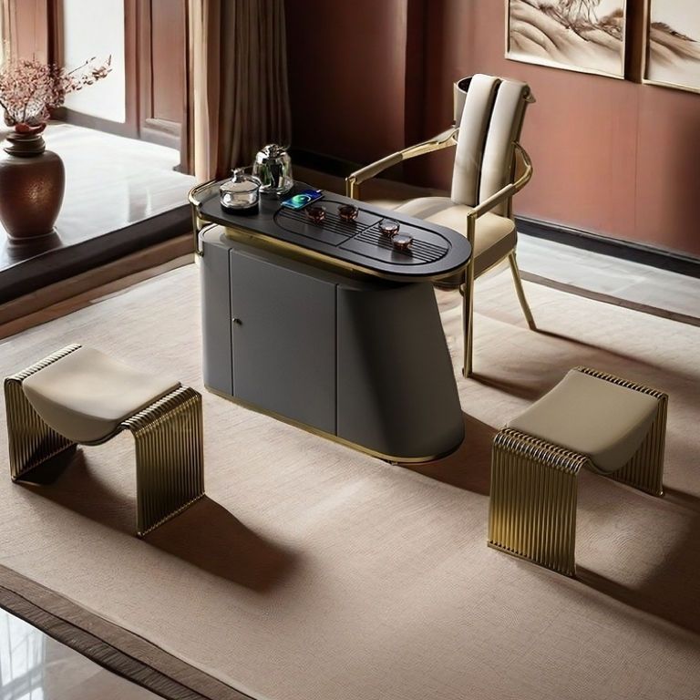 Modern Minimalist Rectangular PU Leather Sponge Cushion Iron Vanity Stool For Bedroom