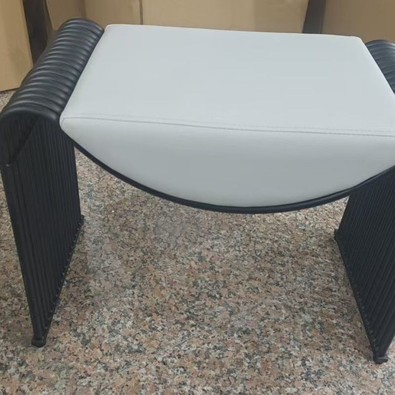 Modern Minimalist Rectangular PU Leather Sponge Cushion Iron Vanity Stool For Bedroom