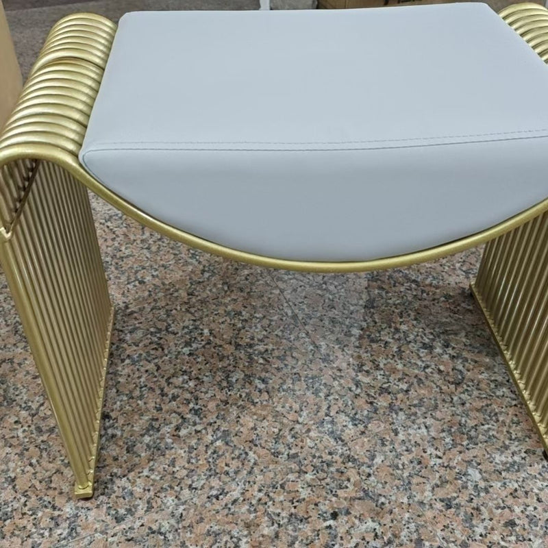 Modern Minimalist Rectangular PU Leather Sponge Cushion Iron Vanity Stool For Bedroom