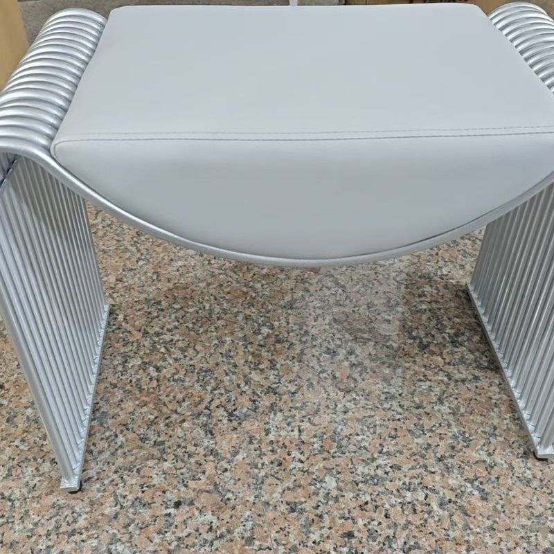 Modern Minimalist Rectangular PU Leather Sponge Cushion Iron Vanity Stool For Bedroom