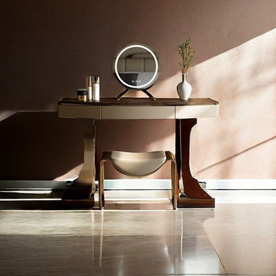 Modern Minimalist Rectangular PU Leather Sponge Cushion Iron Vanity Stool For Bedroom