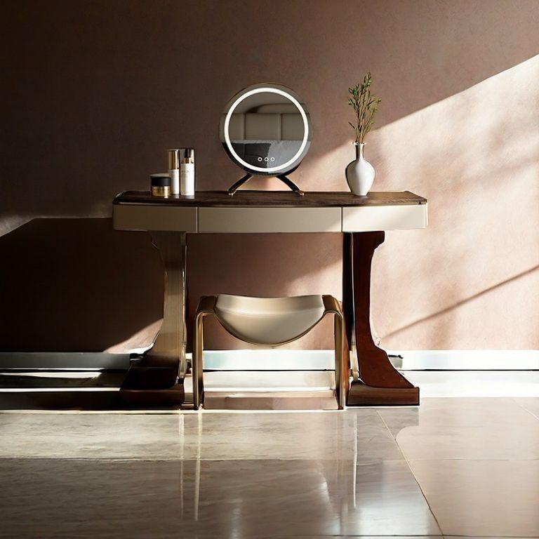 Modern Minimalist Rectangular PU Leather Sponge Cushion Iron Vanity Stool For Bedroom