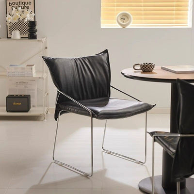 Modern Minimalist Rectangular Sponge Seat Cushion PU Leather Metal Dining Chair Backrest Armrest For Dining Room