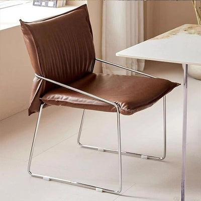 Modern Minimalist Rectangular Sponge Seat Cushion PU Leather Metal Dining Chair Backrest Armrest For Dining Room