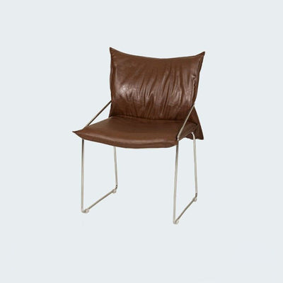 Modern Minimalist Rectangular Sponge Seat Cushion PU Leather Metal Dining Chair Backrest Armrest For Dining Room