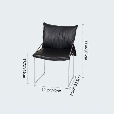 Modern Minimalist Rectangular Sponge Seat Cushion PU Leather Metal Dining Chair Backrest Armrest For Dining Room