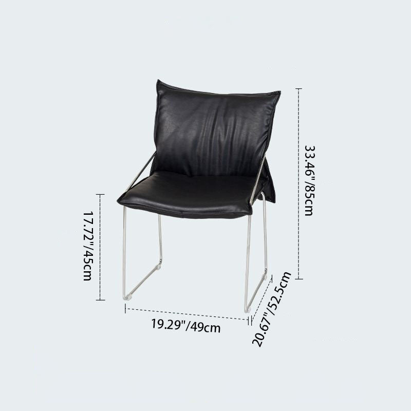 Modern Minimalist Rectangular Sponge Seat Cushion PU Leather Metal Dining Chair Backrest Armrest For Dining Room