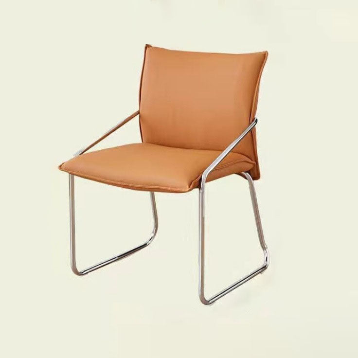 Modern Minimalist Rectangular Sponge Seat Cushion PU Leather Metal Dining Chair Backrest Armrest For Dining Room