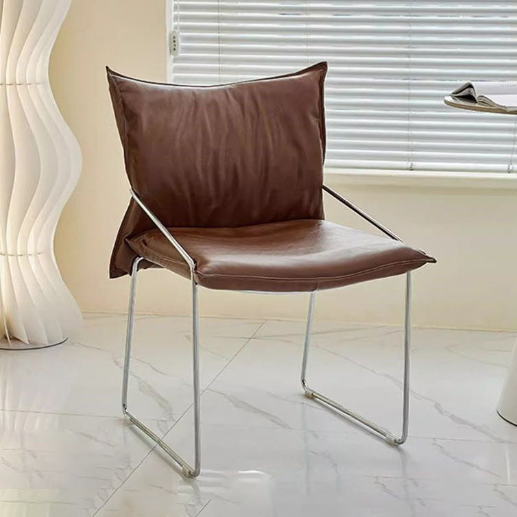 Modern Minimalist Rectangular Sponge Seat Cushion PU Leather Metal Dining Chair Backrest Armrest For Dining Room