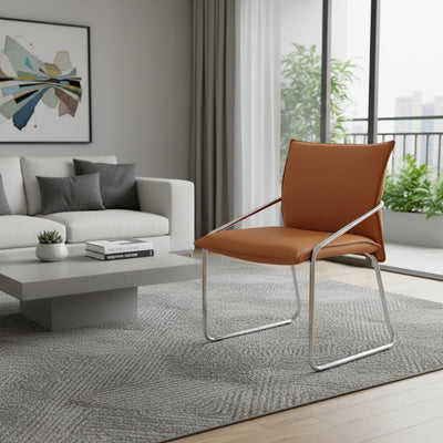 Modern Minimalist Rectangular Sponge Seat Cushion PU Leather Metal Dining Chair Backrest Armrest For Dining Room