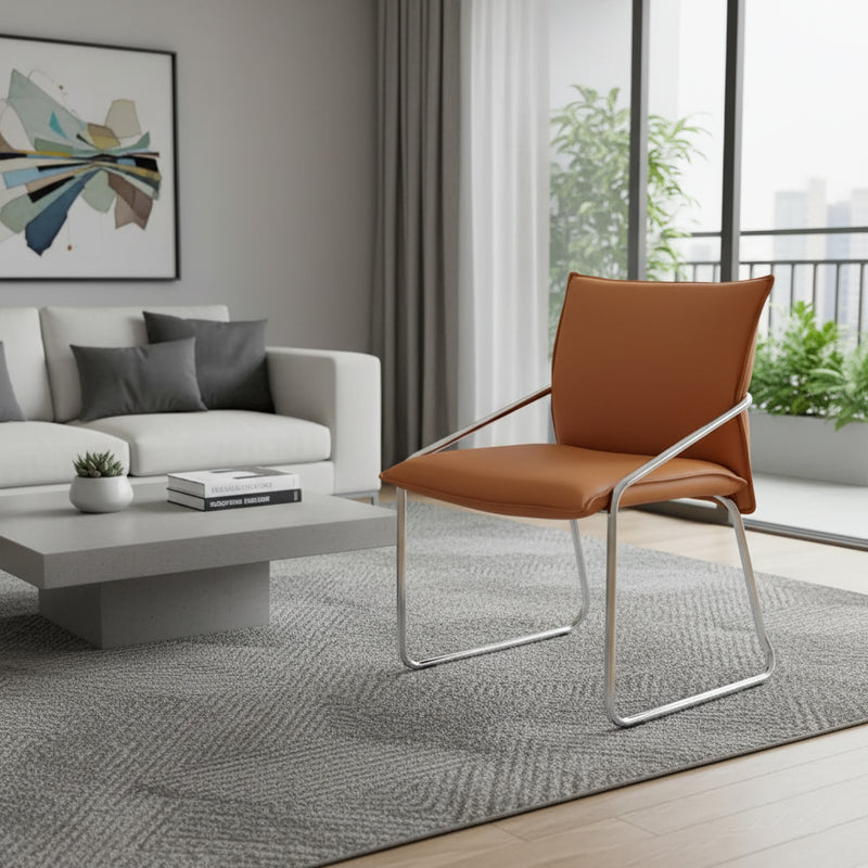 Modern Minimalist Rectangular Sponge Seat Cushion PU Leather Metal Dining Chair Backrest Armrest For Dining Room