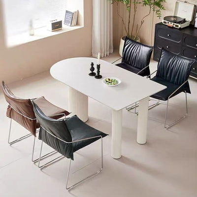 Modern Minimalist Rectangular Sponge Seat Cushion PU Leather Metal Dining Chair Backrest Armrest For Dining Room