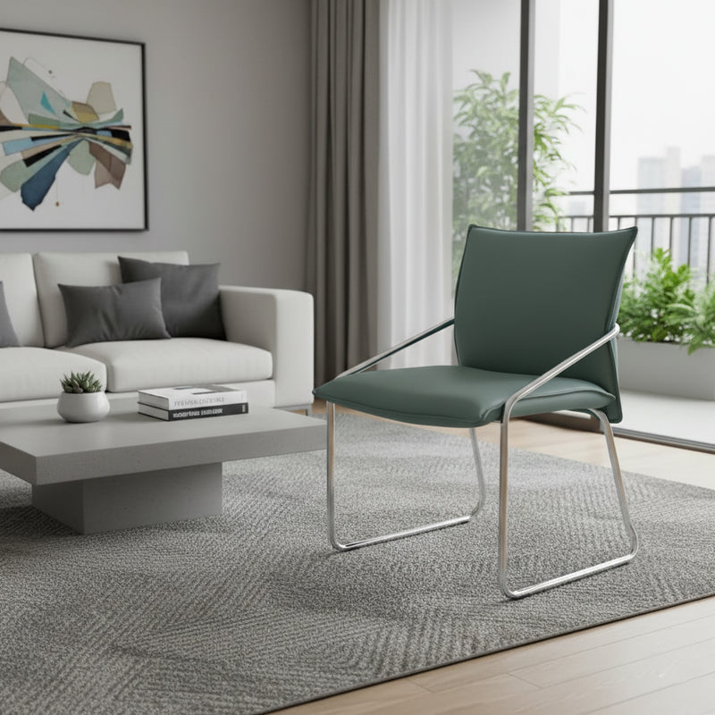 Modern Minimalist Rectangular Sponge Seat Cushion PU Leather Metal Dining Chair Backrest Armrest For Dining Room