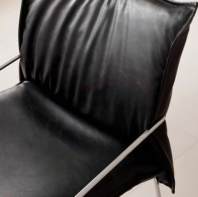 Modern Minimalist Rectangular Sponge Seat Cushion PU Leather Metal Dining Chair Backrest Armrest For Dining Room