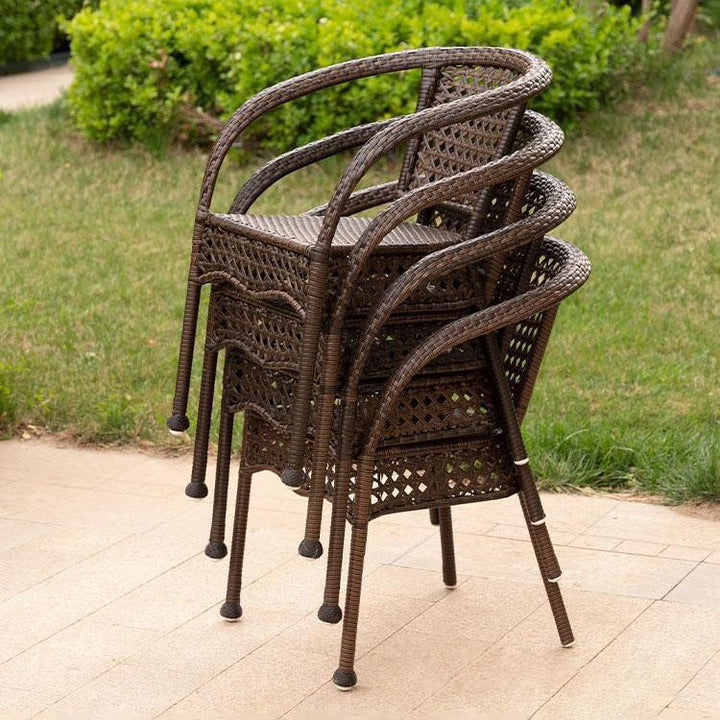 Modern Minimalist Curved Plastic Rattan Steel Outdoor Chair Backrest Armrest For Outdoor