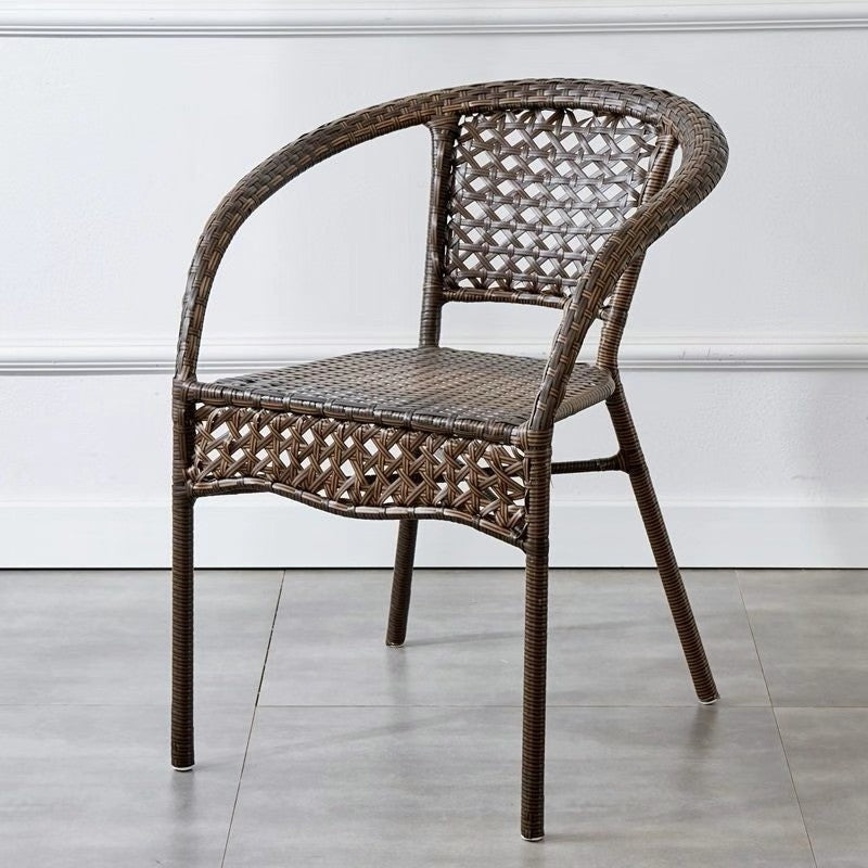 Modern Minimalist Curved Polyethylene Rattan-Look Outdoor Chair Backrest Armrest For Outdoor