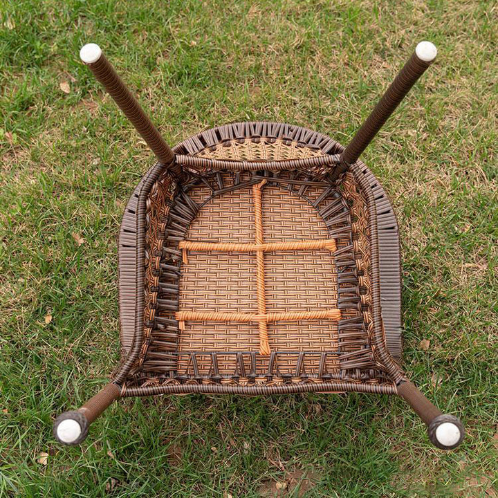Modern Minimalist Curved Plastic Rattan Steel Outdoor Chair Backrest Armrest For Outdoor