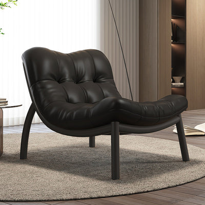 Modern Minimalist Curved Synthetic Leather Sponge Cushion Metal Frame Accent Chair Backrest For Living Room