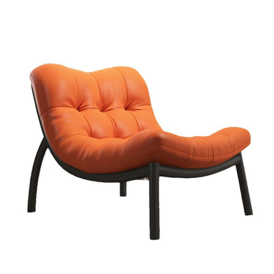 Modern Minimalist Curved Synthetic Leather Sponge Cushion Metal Frame Accent Chair Backrest For Living Room