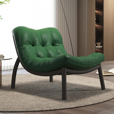 Modern Minimalist Curved Synthetic Leather Sponge Cushion Metal Frame Accent Chair Backrest For Living Room