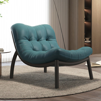 Modern Minimalist Curved Synthetic Leather Sponge Cushion Metal Frame Accent Chair Backrest For Living Room