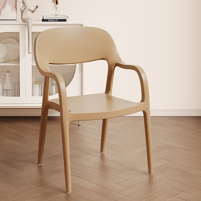 Modern Minimalist Square Seat Plastic Dining Chair Backrest Armrest For Dining Room