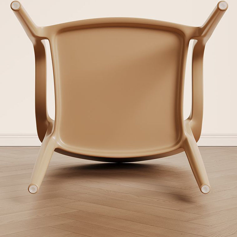 Modern Minimalist Square Seat Plastic Dining Chair Backrest Armrest For Dining Room