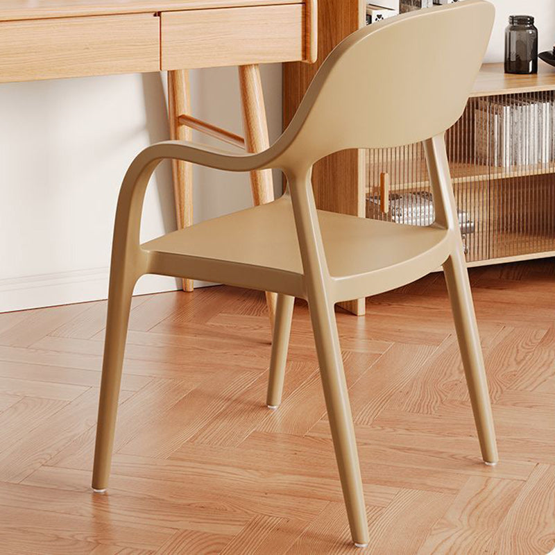Modern Minimalist Square Seat Plastic Dining Chair Backrest Armrest For Dining Room
