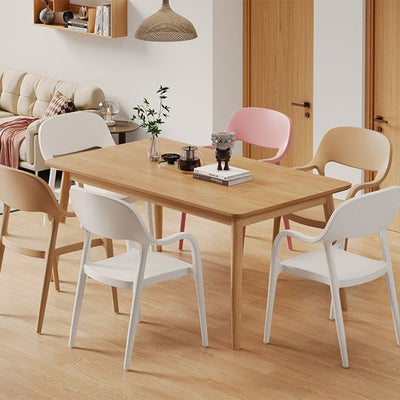 Modern Minimalist Square Seat Plastic Dining Chair Backrest Armrest For Dining Room