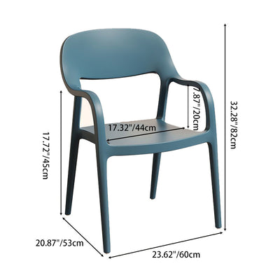 Modern Minimalist Square Seat Plastic Dining Chair Backrest Armrest For Dining Room