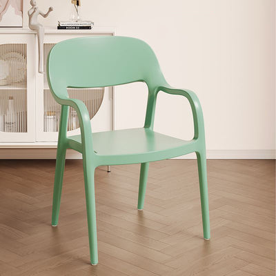 Modern Minimalist Square Seat Plastic Dining Chair Backrest Armrest For Dining Room
