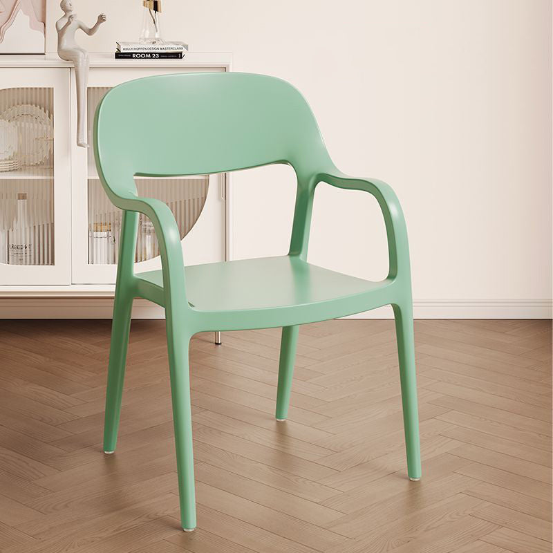 Modern Minimalist Square Seat Plastic Dining Chair Backrest Armrest For Dining Room