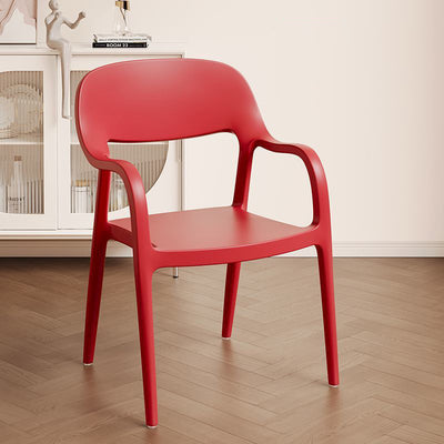 Modern Minimalist Square Seat Plastic Dining Chair Backrest Armrest For Dining Room