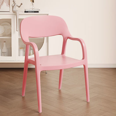 Modern Minimalist Square Seat Plastic Dining Chair Backrest Armrest For Dining Room