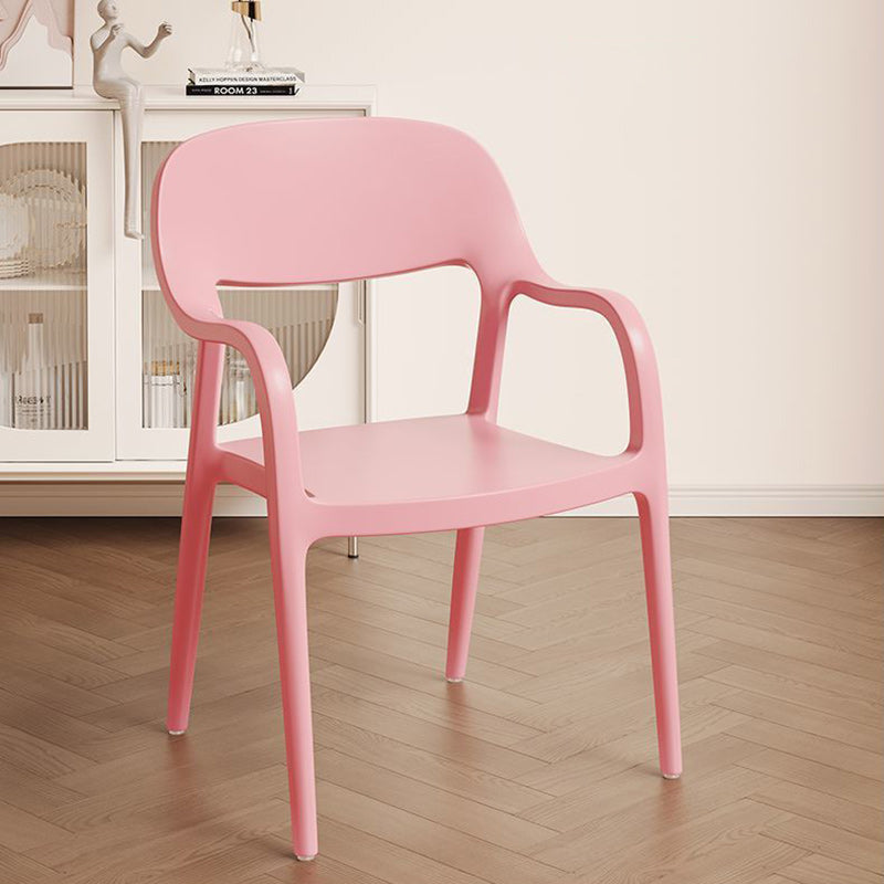 Modern Minimalist Square Seat Plastic Dining Chair Backrest Armrest For Dining Room