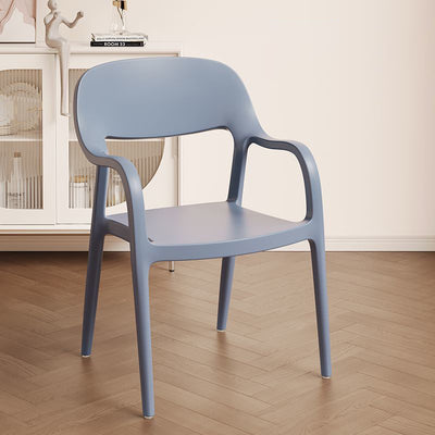 Modern Minimalist Square Seat Plastic Dining Chair Backrest Armrest For Dining Room