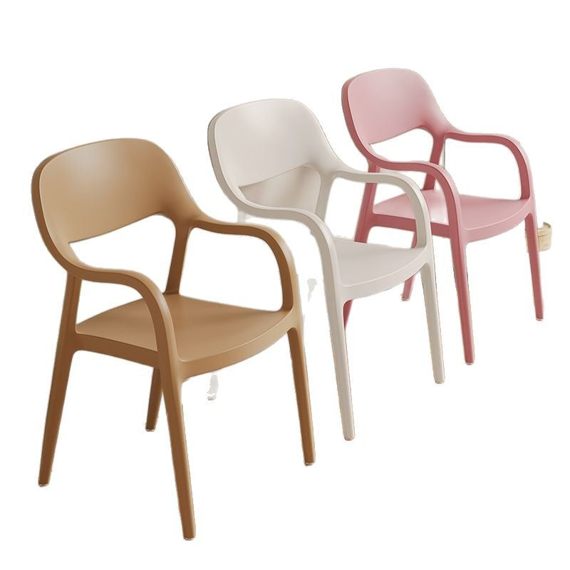 Modern Minimalist Square Seat Plastic Dining Chair Backrest Armrest For Dining Room