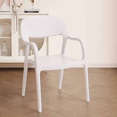 Modern Minimalist Square Seat Plastic Dining Chair Backrest Armrest For Dining Room