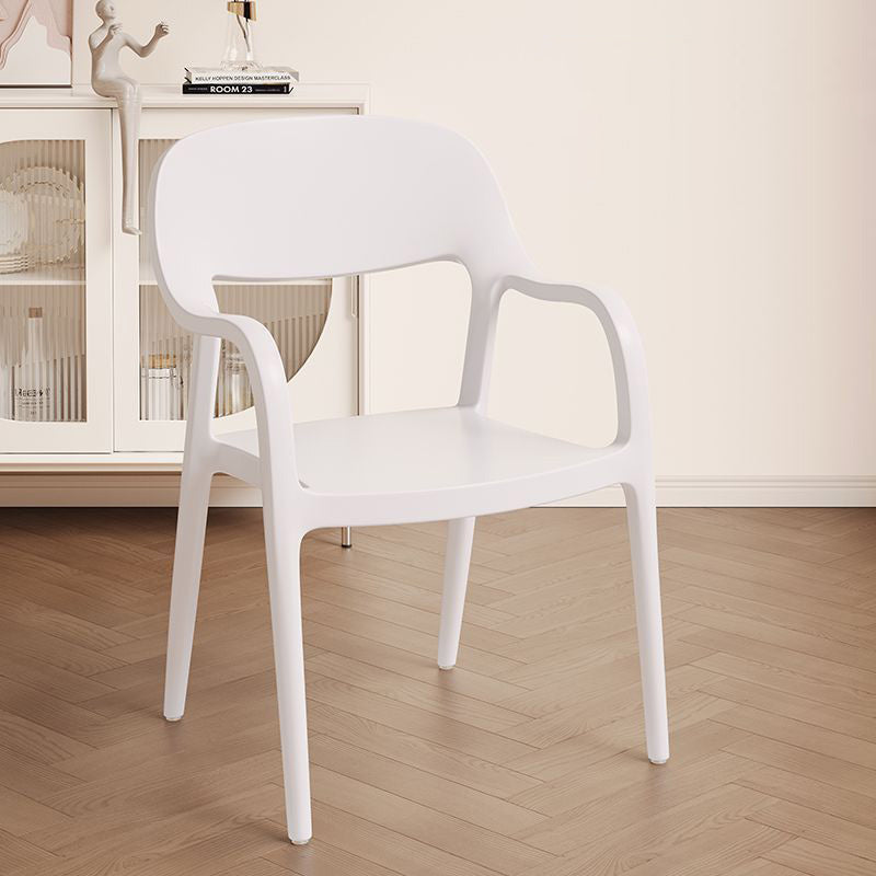 Modern Minimalist Square Seat Plastic Dining Chair Backrest Armrest For Dining Room