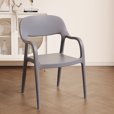 Modern Minimalist Square Seat Plastic Dining Chair Backrest Armrest For Dining Room