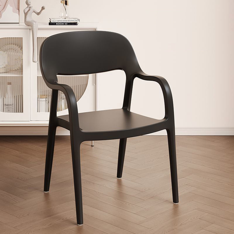 Modern Minimalist Square Seat Plastic Dining Chair Backrest Armrest For Dining Room
