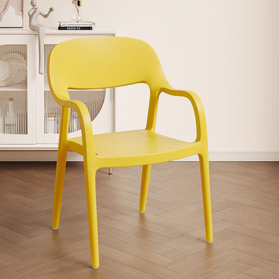 Modern Minimalist Square Seat Plastic Dining Chair Backrest Armrest For Dining Room