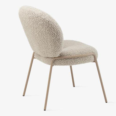 Modern Minimalist Oval Foam Cushion Lambswool Iron Dining Chair Backrest For Dining Room